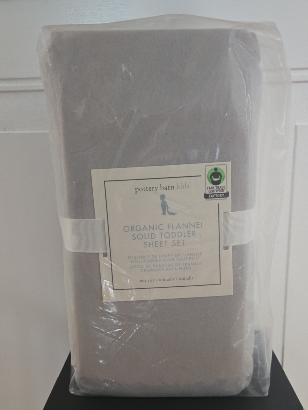 Pottery Barn Kids Light Gray Organic Flannel Toddler Sheet Set